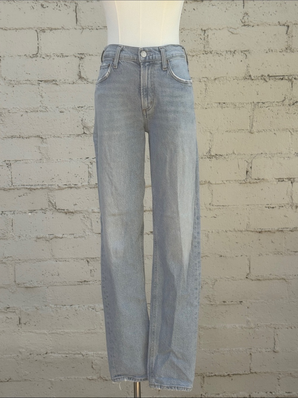 Agolde Lyle Low-Rise Slim Jeans Rift Light Wash Size 25 - Picture 7 of 16